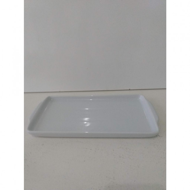 BANDEJA CERAMICA RETANGULAR BRANCA RASTEIRA