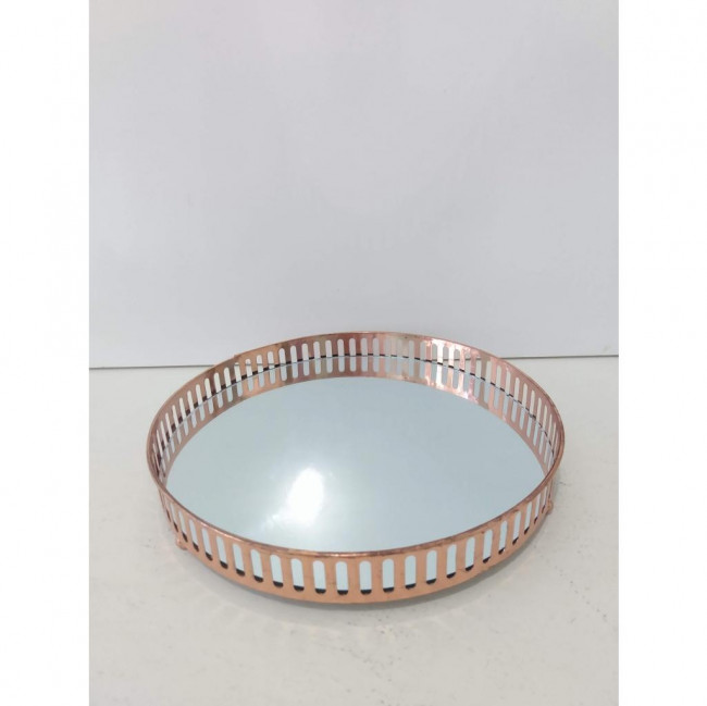 BANDEJA METAL REDONDA ESPELHADA ROSÉ