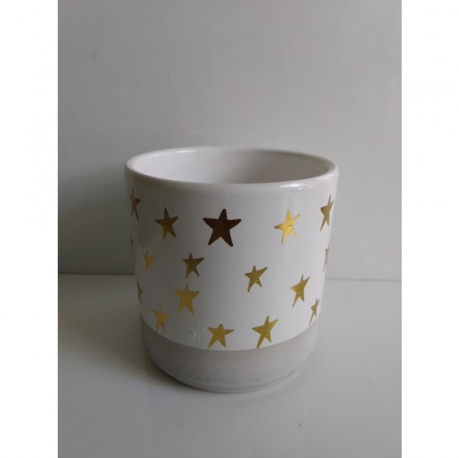 JARRO P CERÂMICA ESTRELINHA BRANCO C/ DOURADO