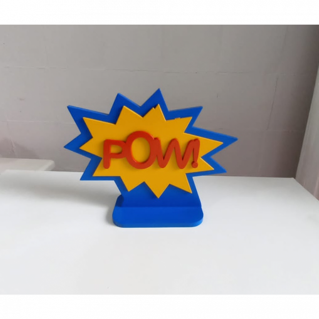 PLACA DE MESA POW SUPER HERÓIS