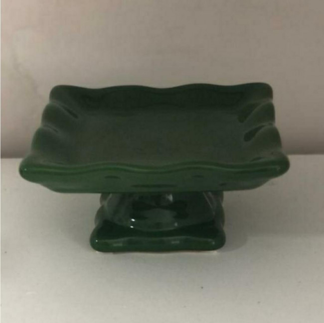 SUPORTE PP QUADRADO CERAMICA COM BABADO VERDE