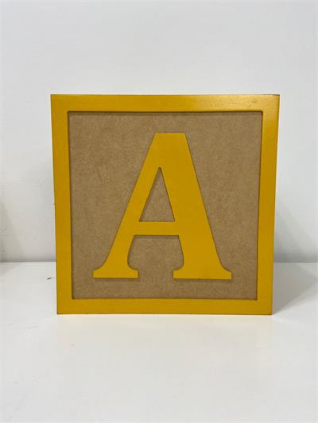 ED MDF  CUBO LETRA A  AMARELO A30D30 G