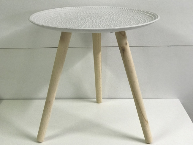 MESA LATERAL PINUS TAMPO BRANCO COM BOLINHA G TH