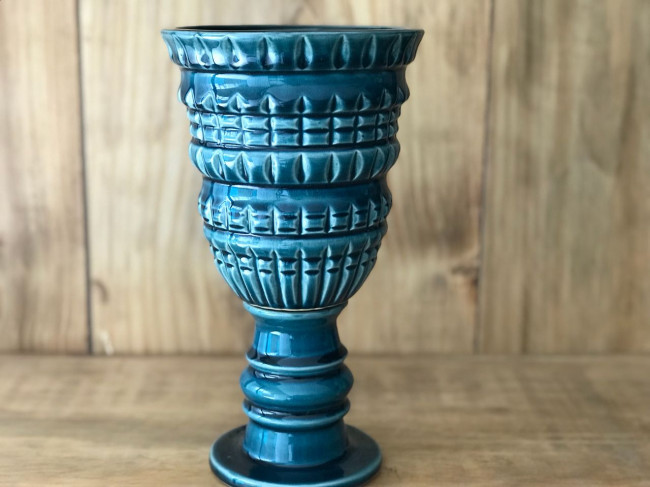 VASO CERAMICA AZUL PETROLEO 25 X 14 CM  ET