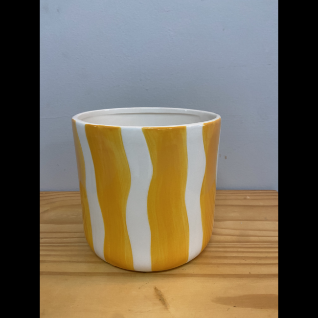 Vaso amarelo e branco