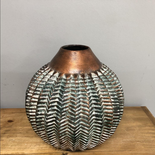 VASO BOLA TEXTURA BRONZE P