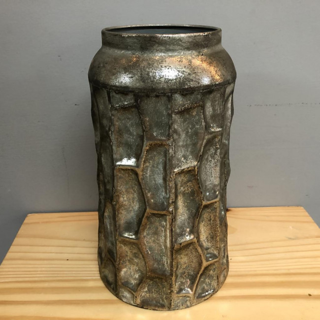 Vaso metal prata cilindro