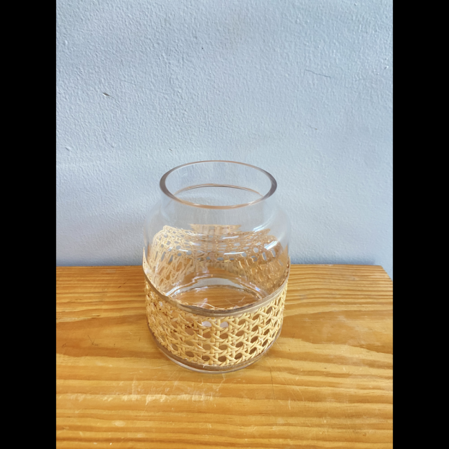 Vaso vidro com rattan 15,5 cm