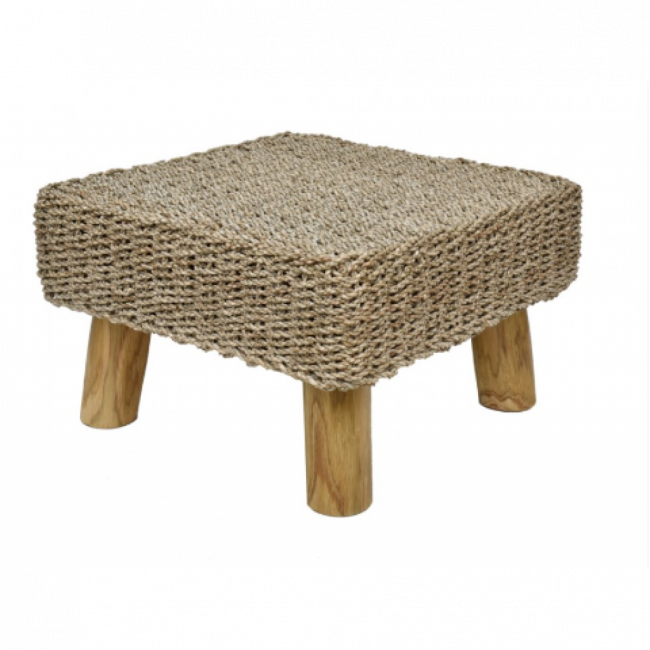 PUFF RATTAN 50 X50 X 22 CM