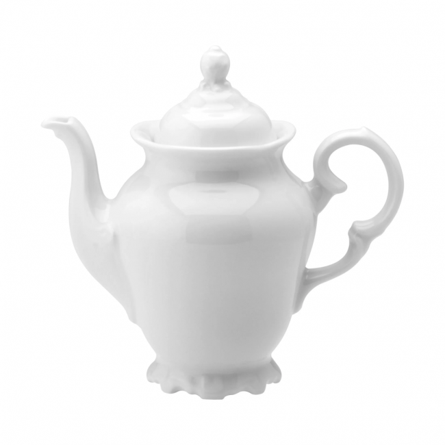 Cafeteira de porcelana detalhada branca